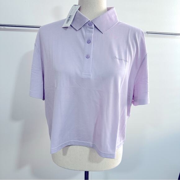 Outdoor Voices Size XXL Lavender Birdie Crop Polo Shirt NWT Yoga Golf Top - Picture 2 of 11